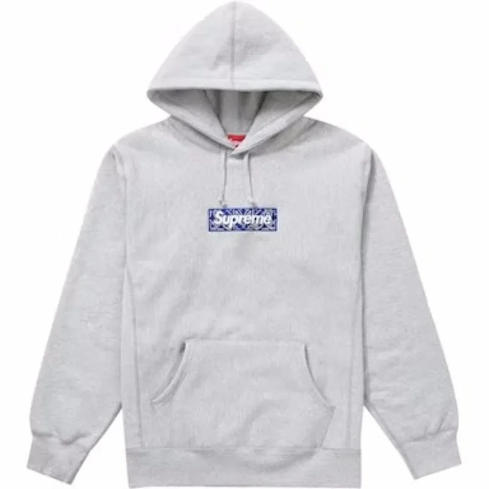 Supreme 2019 Bandana Hoodie Size M Grey Box Logo Hooded Sweatshirt - Picture 1 of 1